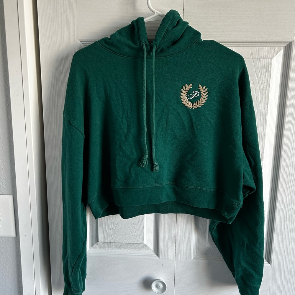 Green Cropped Hoodie Sweater